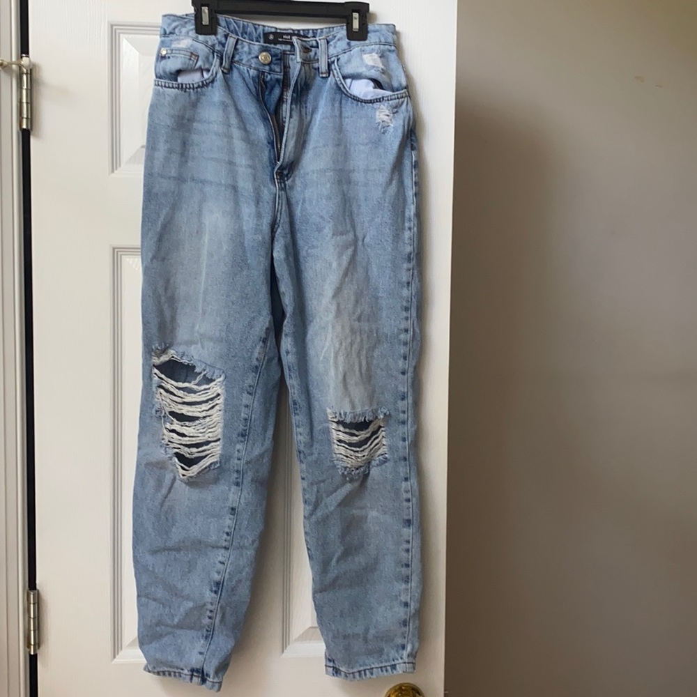 Mom Jeans with Holes on the Knee